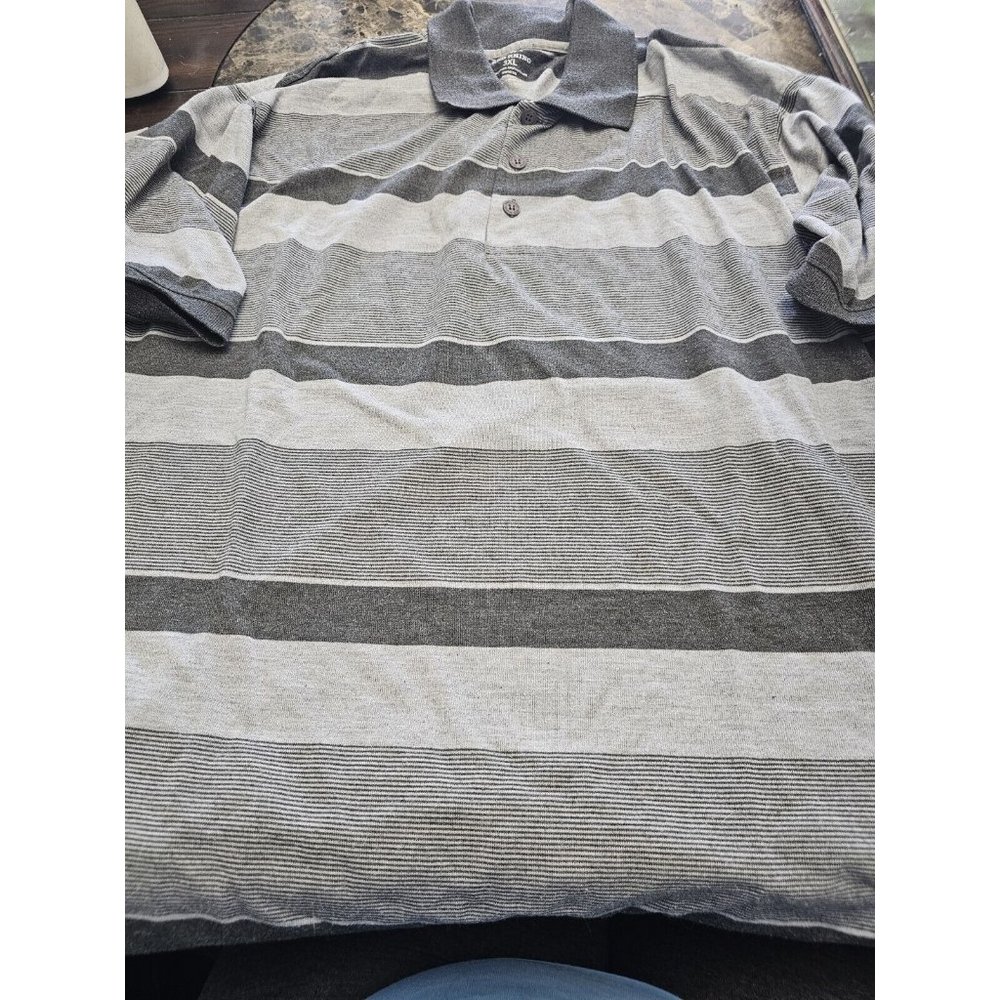 Red Rhino Gray Striped Polo Shirt Men's Size 3XL